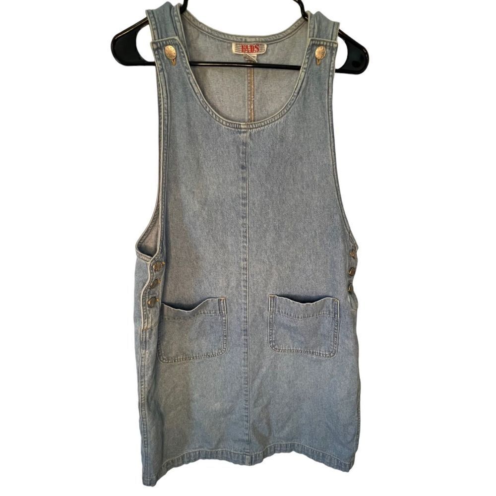Vintage Fads Denim Button Closure Sleeveless Dress